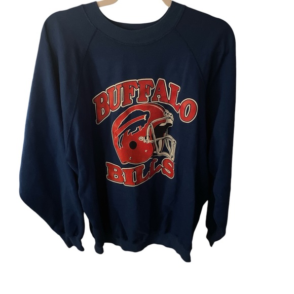 Buffalo Bills Vintage Crewneck Mens 2XL Football 90s Trench Tag Clean Logo Blue